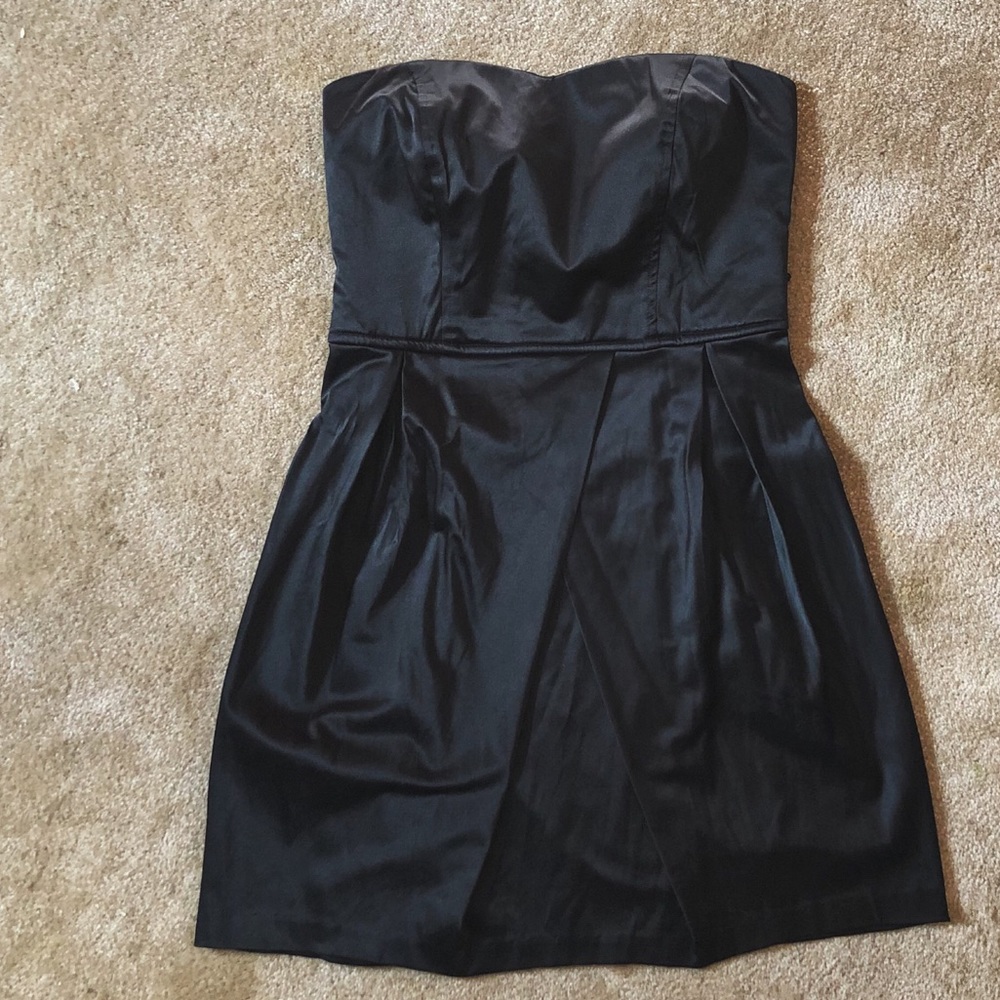 Short Black A-line Polyester Cotton Dress